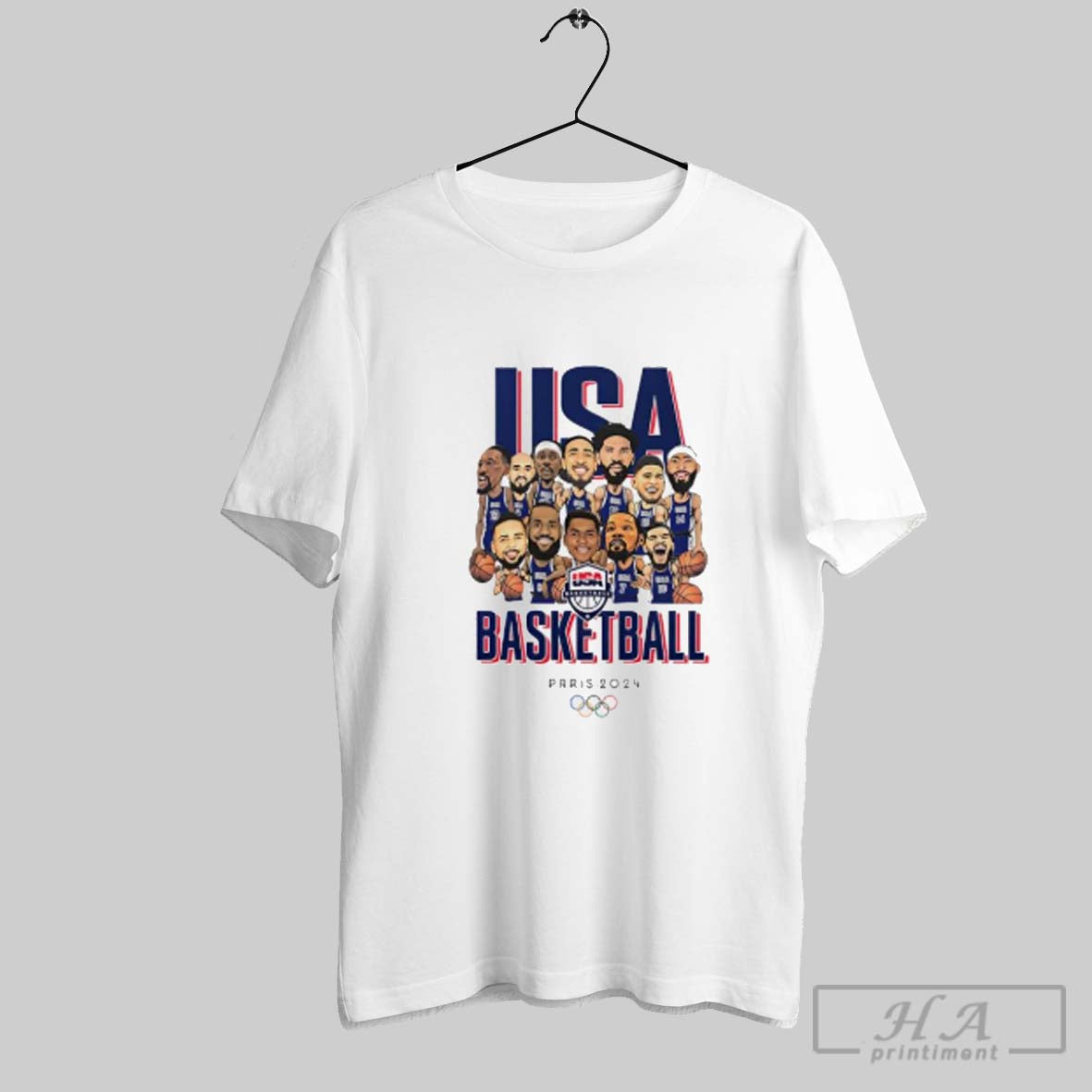Official Usa Basketball Usa Paris 2024 Cartoon