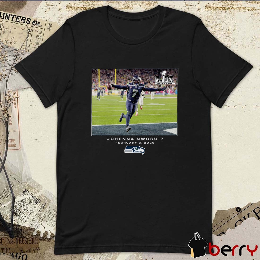 Uchenna Nwosu Seattle Seahawks NFL Flash Features Super Bowl LX February 8 2026 t-shirt