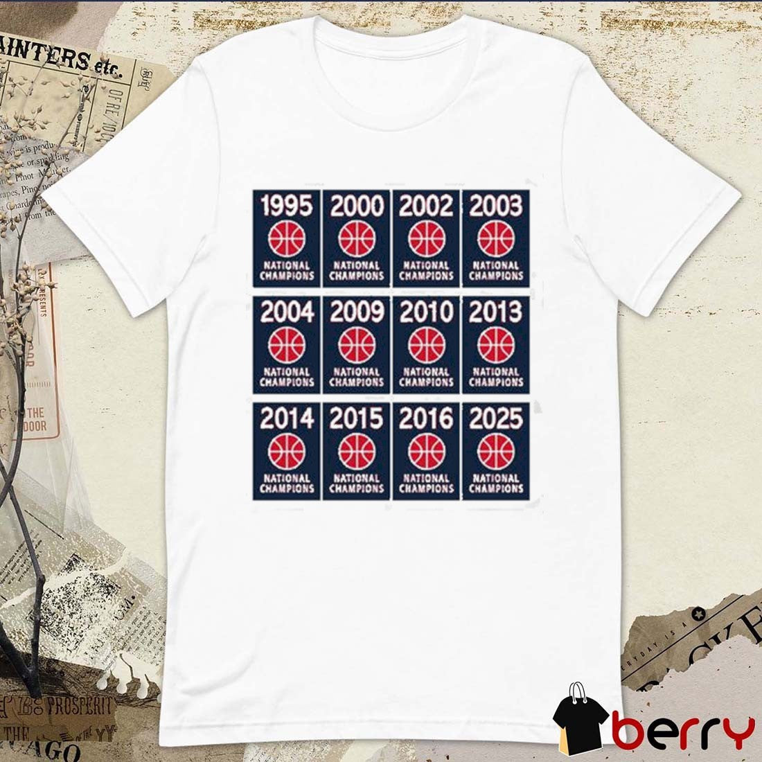 Uconn Huskies South Carolina Gamecocks Women’s Basketball CT National Champions 12 Time 1995 – 2025 t-shirt