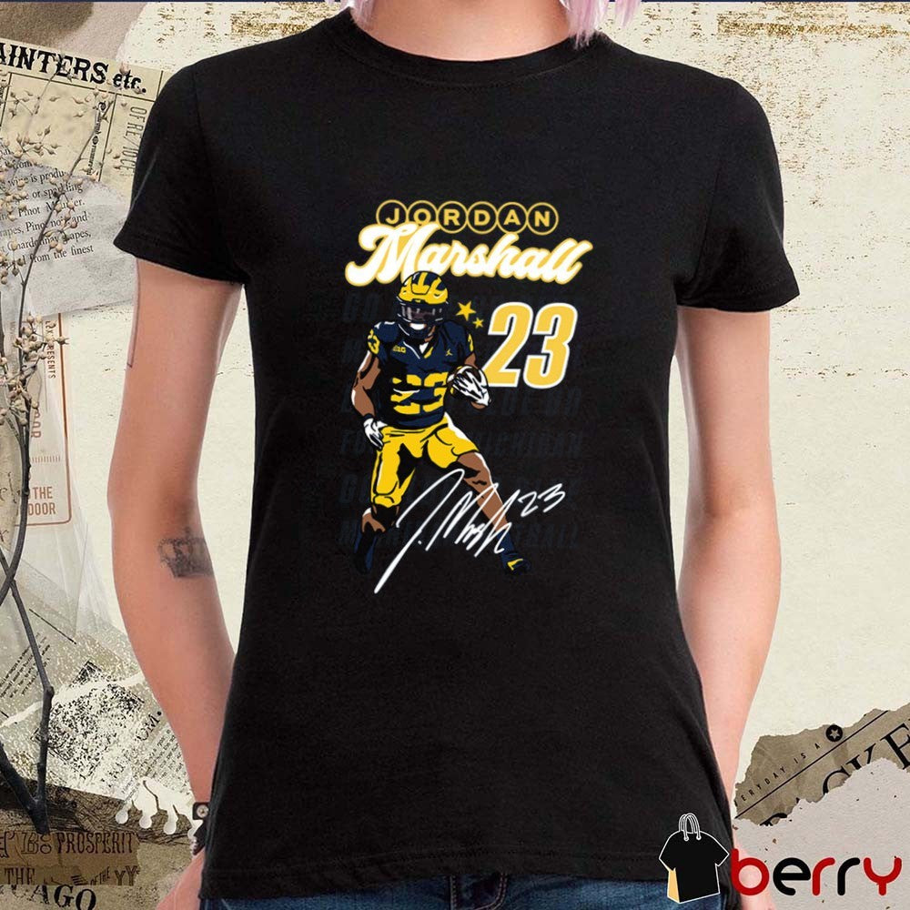 Valiant University of Michigan Football Jordan Marshall Illustrated Signature t-shirt