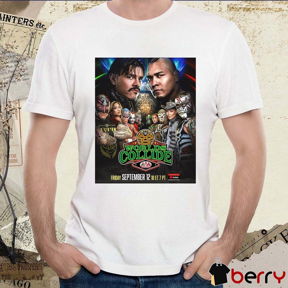 WWE x AAA Worlds Collide Las Vegas Friday, September 12, 2025 Poster t-shirt