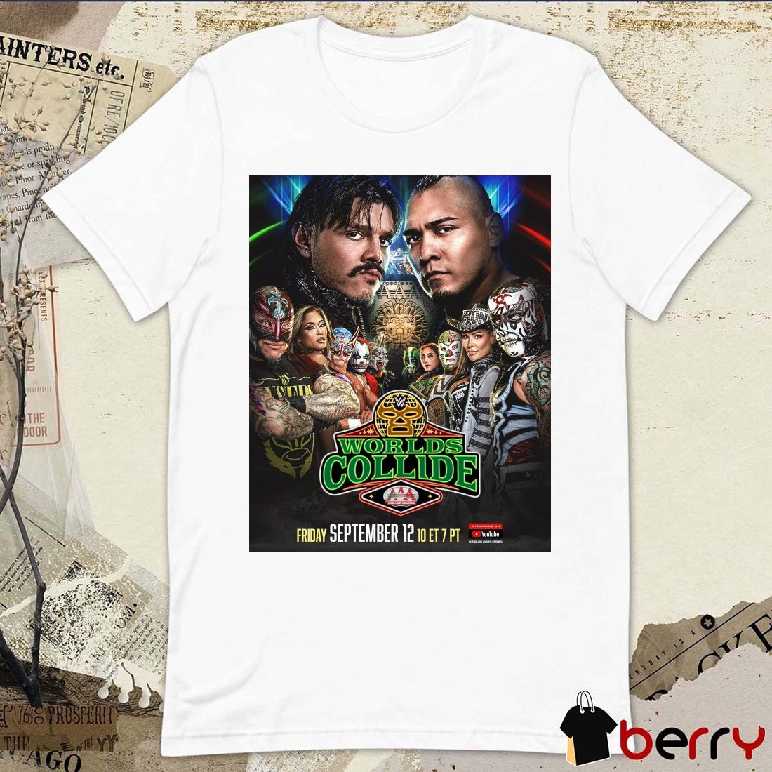 WWE x AAA Worlds Collide Las Vegas Friday, September 12, 2025 Poster t-shirt