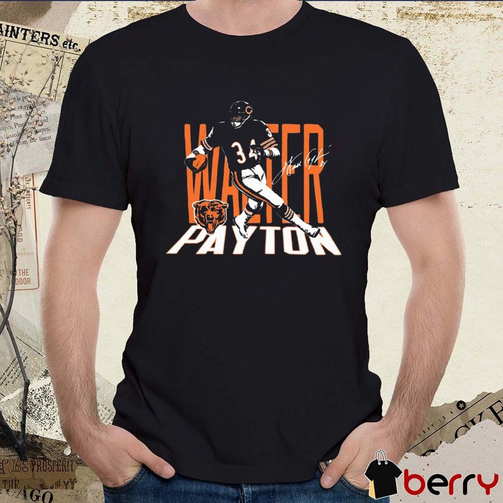 Walter Payton Chicago Bears NFL Retired Player Caricature Signature t-shirt