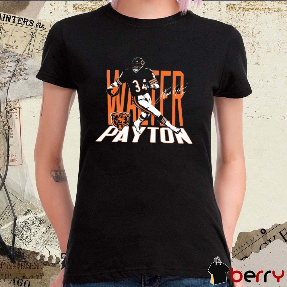 Walter Payton Chicago Bears NFL Retired Player Caricature Signature t-shirt