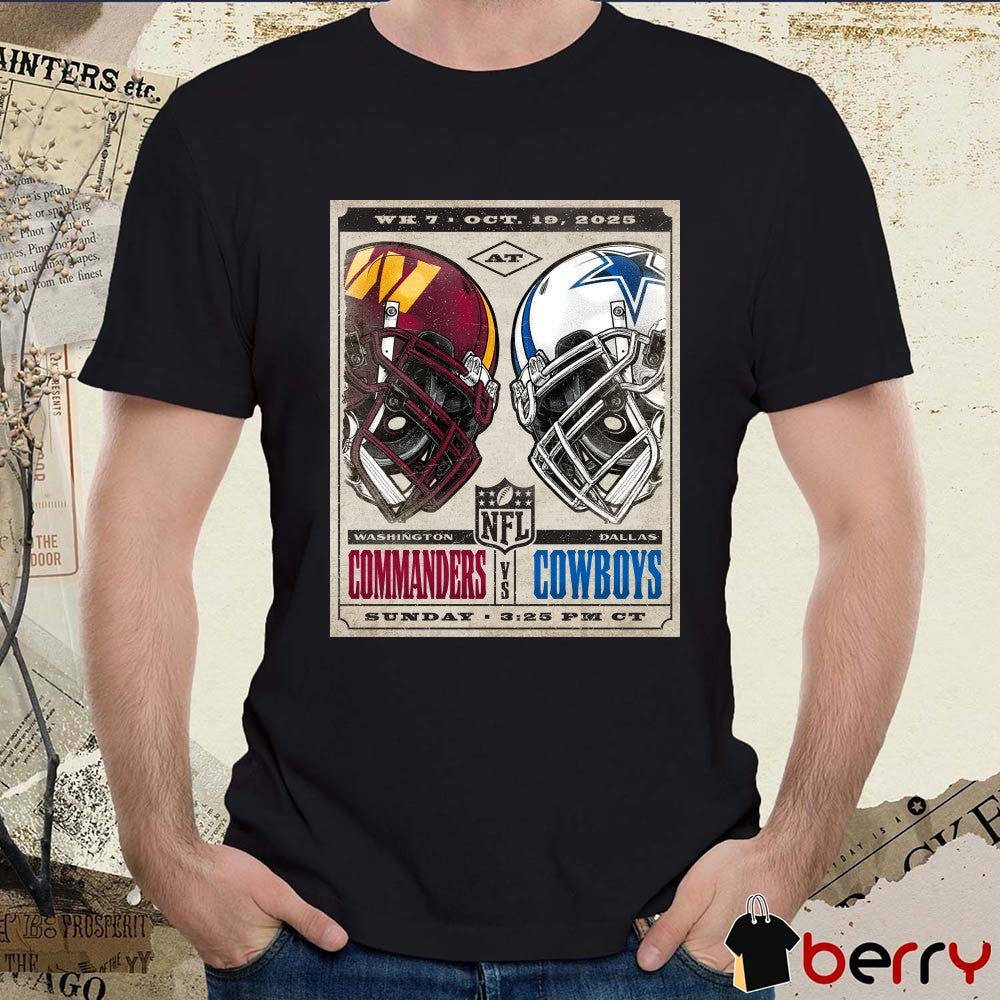 Washington Commanders at Dallas Cowboys Week 7 NFL Game October 19 2025 Helmet Poster t-shirt