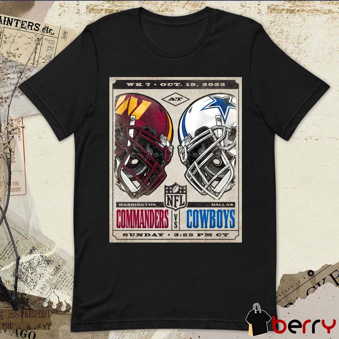 Washington Commanders at Dallas Cowboys Week 7 NFL Game October 19 2025 Helmet Poster t-shirt