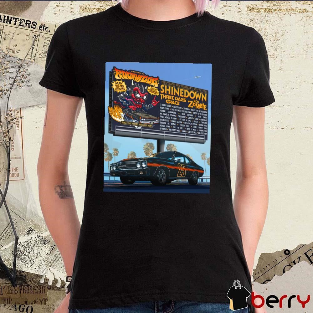 Welcome To Rockville 2025 Your Lineup For Thursday May 15-18 2025 Three Days Grace, Rob Zombie Poster t-shirt