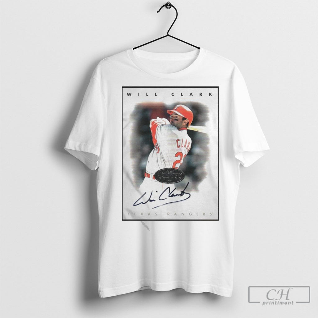 Official Will Clark Texas Rangers 1996 Leaf Signature T Shirt