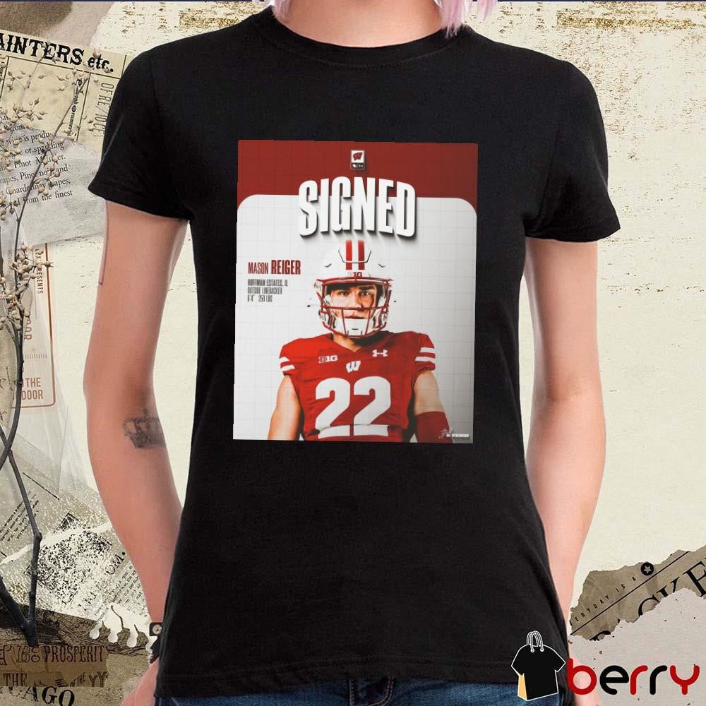Wisconsin Badgers Signed Mason Reiger Hoffman Estates IL Outside Linebacker Signature Poster t-shirt
