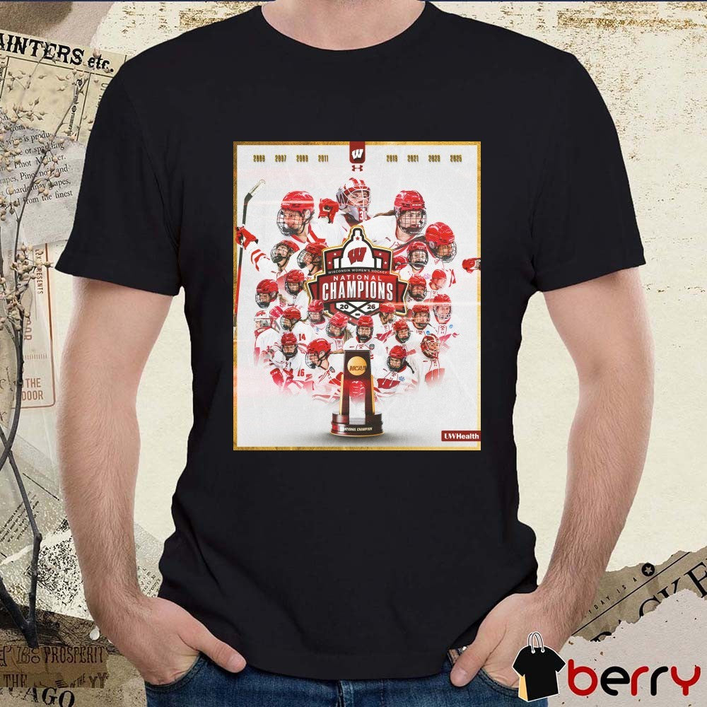 Wisconsin Badgers Women’s Hockey National Champions 2006 – 2026 Poster t-shirt