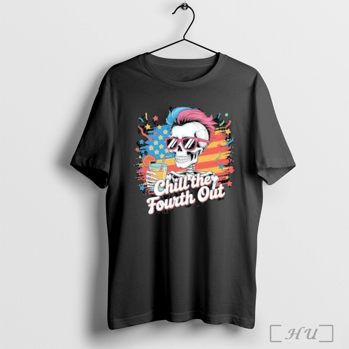 Officials 4th Of July Patriotic Skeleton Chill The Fourth Out Flag T Shirt