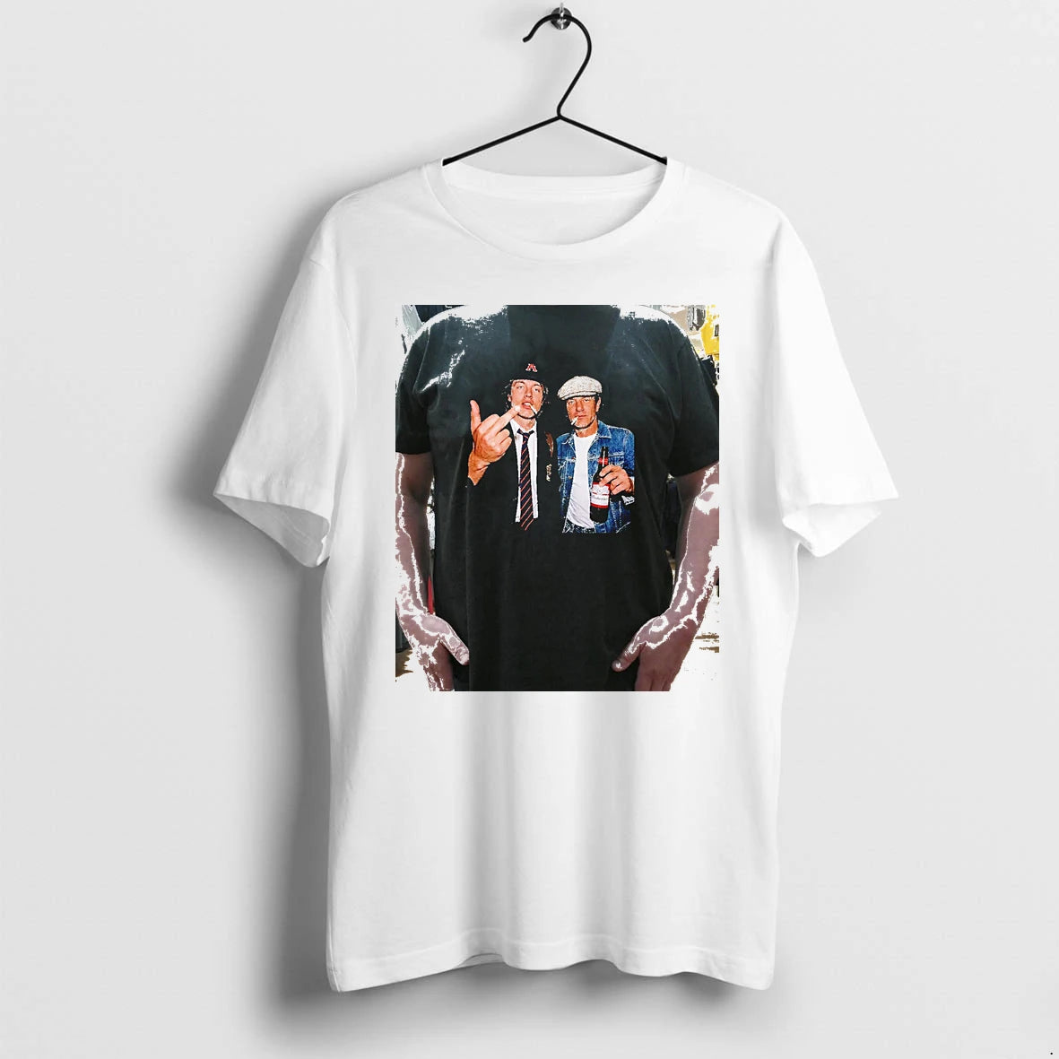 Officials Angus Young Brian Johnson Smoking And Beer Premium T Shirt