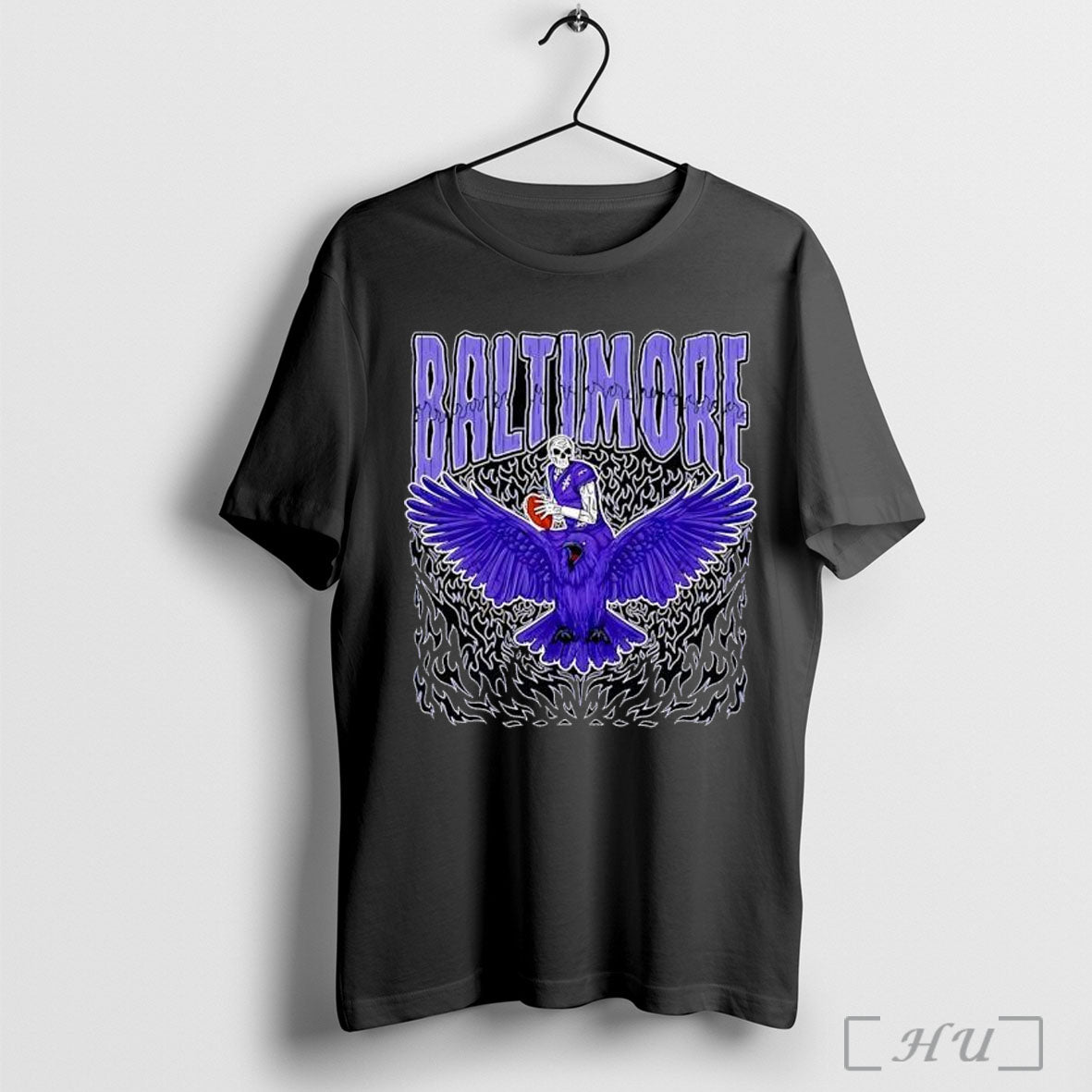 Officials Baltimore Ravens Skeleton Football Player Riding A Raven T Shirt