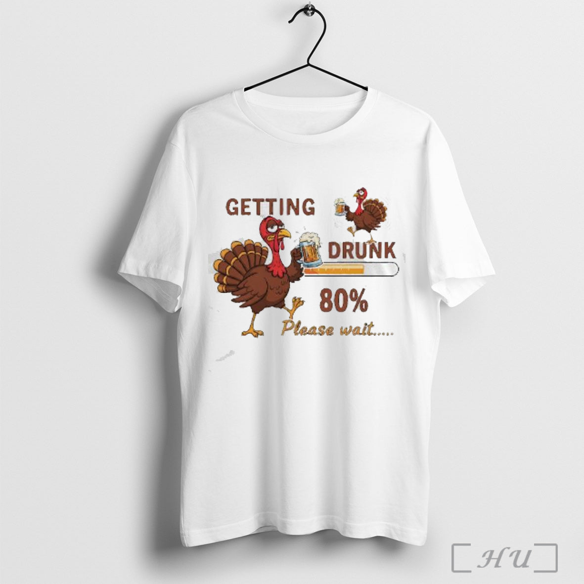 Officials Beer Holding Turkey Getting Drunk 80 Percent Please Wait Funny T Shirt