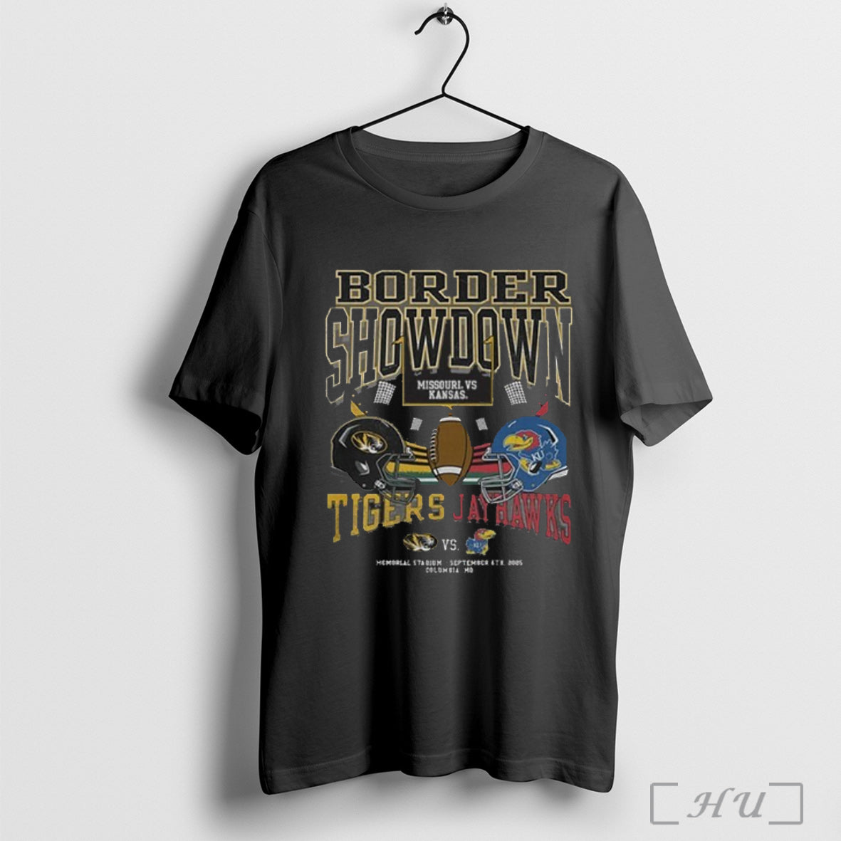 Officials Border Showdown 2025 Missouri Tigers Vs Kansas Jayhawks Duel Helmet Shirt T Shirt