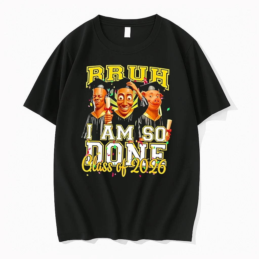 Officials Bruh I Am So Done Class Of 2026 Funny Cartoon Graduates Black