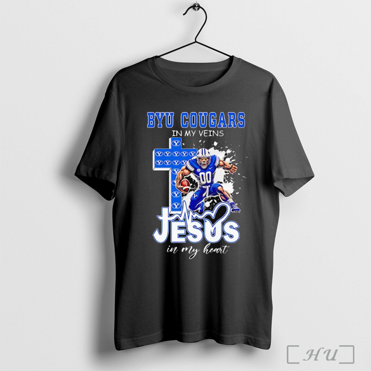 Officials Byu Cougars In My Veins Jesus In My Heart Mascot T Shirt
