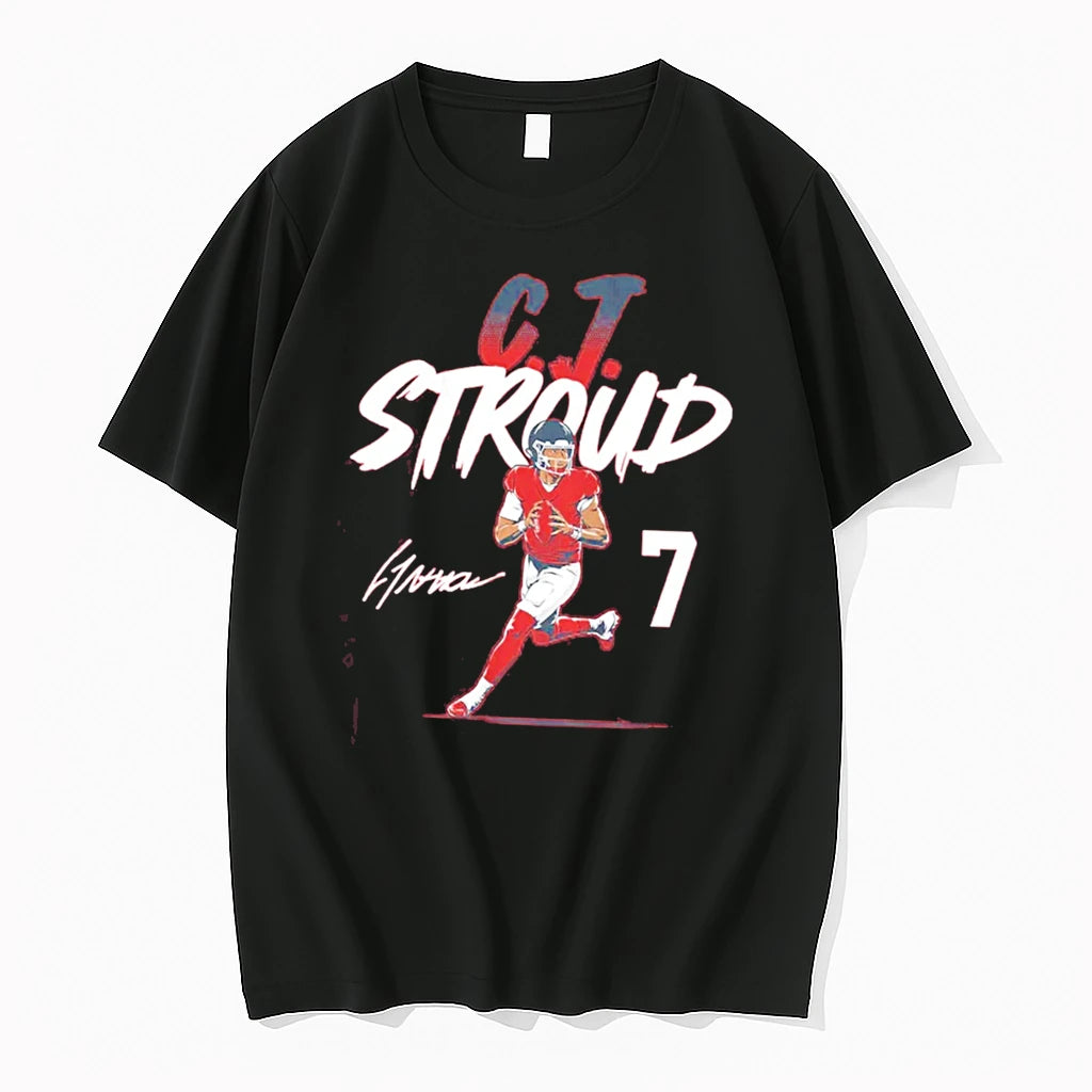 Officials C J Stroud Houston Texans Name Number Pose Signature Tee Premium T Shirt