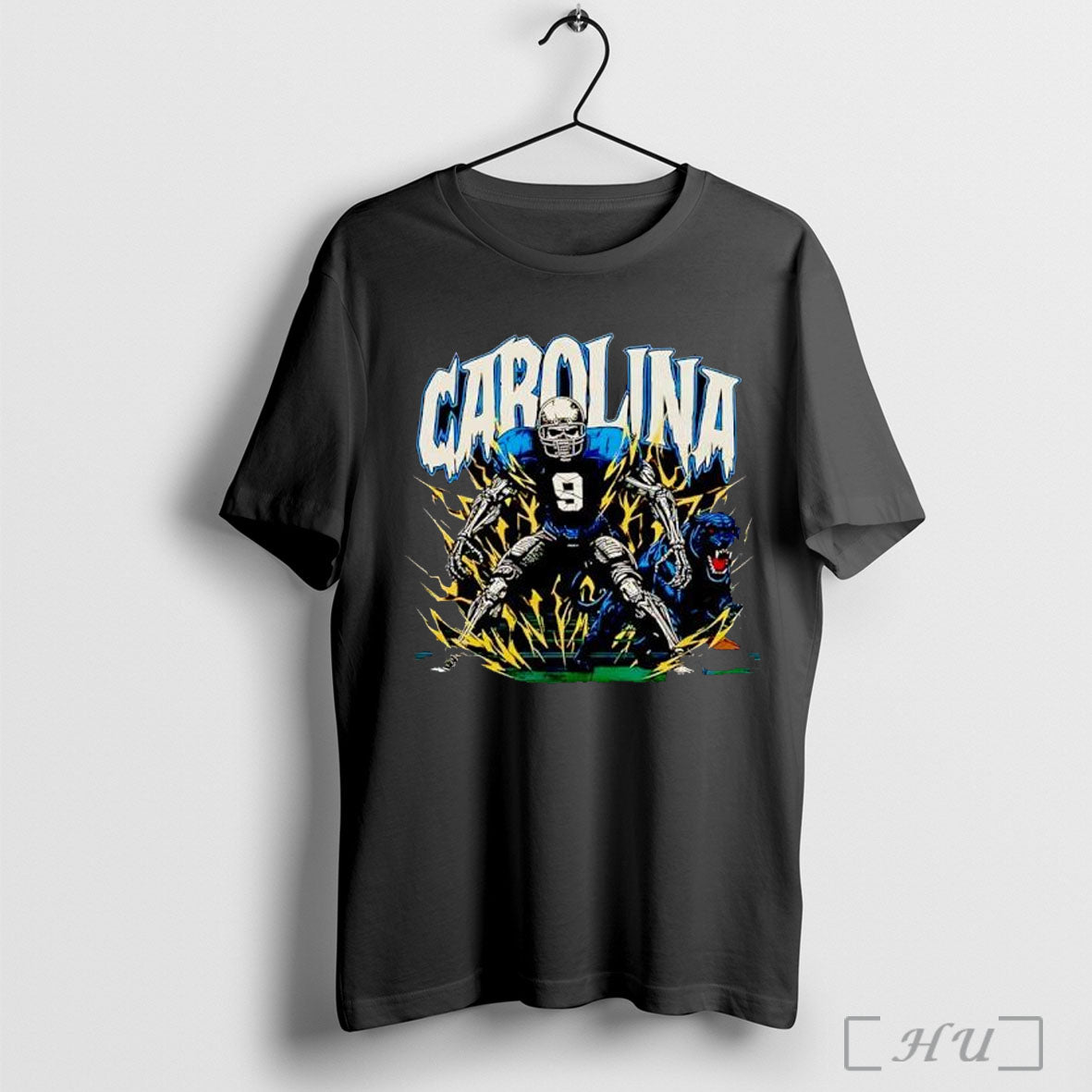 Officials Carolina Panthers Skeleton Football Player Number 9 T Shirt