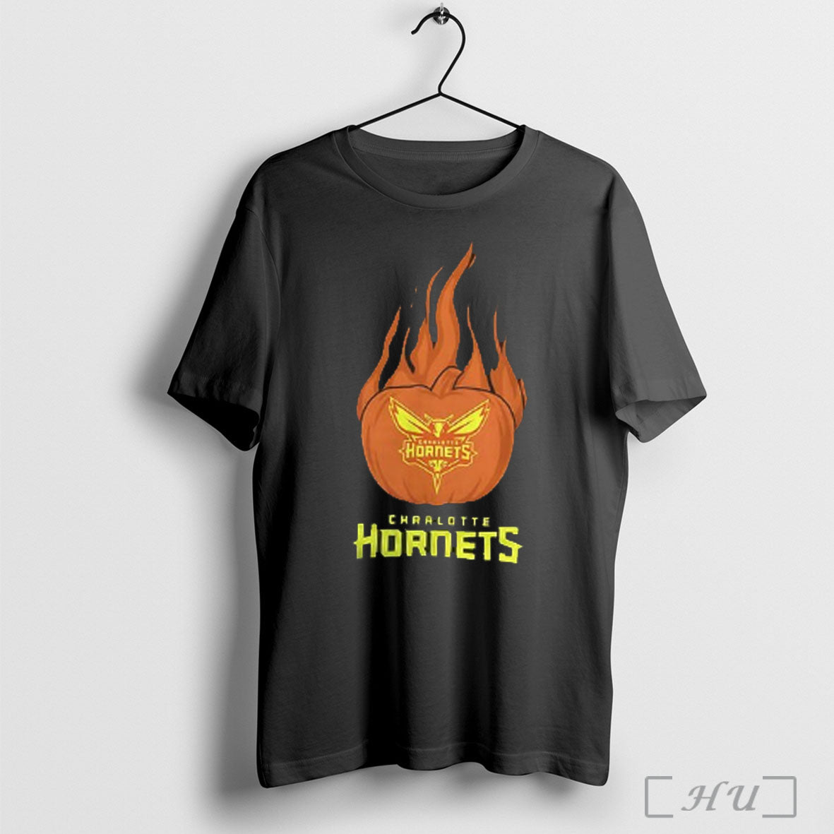 Officials Charlotte Hornets Flaming Pumpkin Halloween 2025 T Shirt