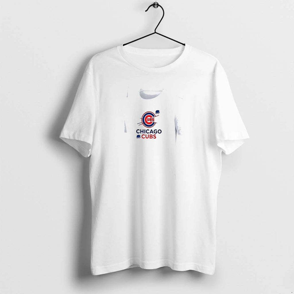 Officials Chicago Cubs Logo Skull Bat Crossed Baseball White Mens Premium T Shirt