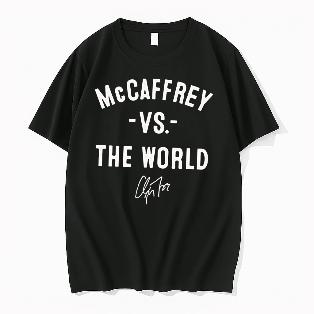 Officials Christian Mccaffrey Signature Mccaffrey Vs The World Football Black Premium T Shirt