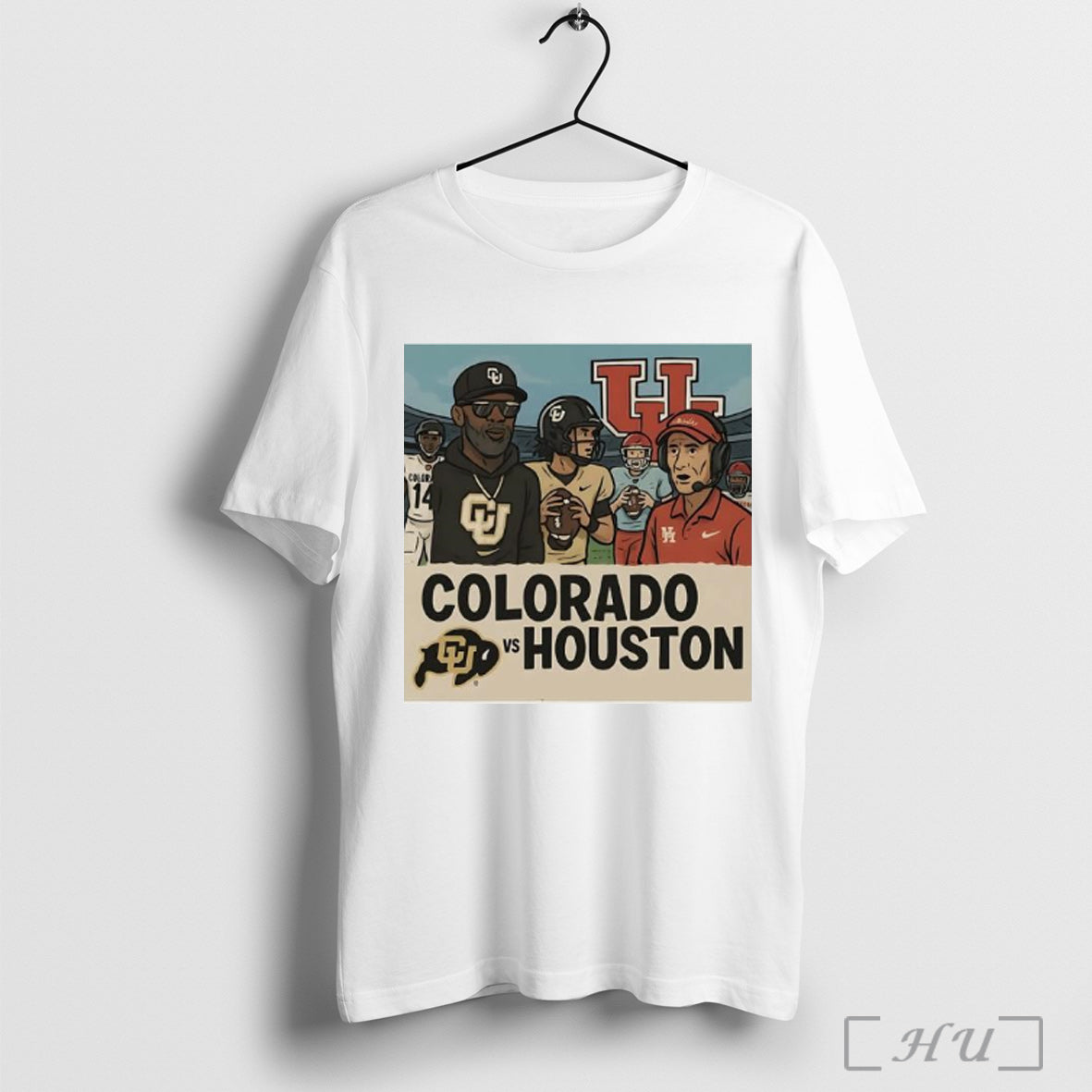 Officials Colorado Buffaloes Vs University Of Houston Cougars Coach Prime Comic T Shirt