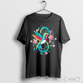 Officials Colorful Hummingbird With Pink Flowers And Leaves T Shirt
