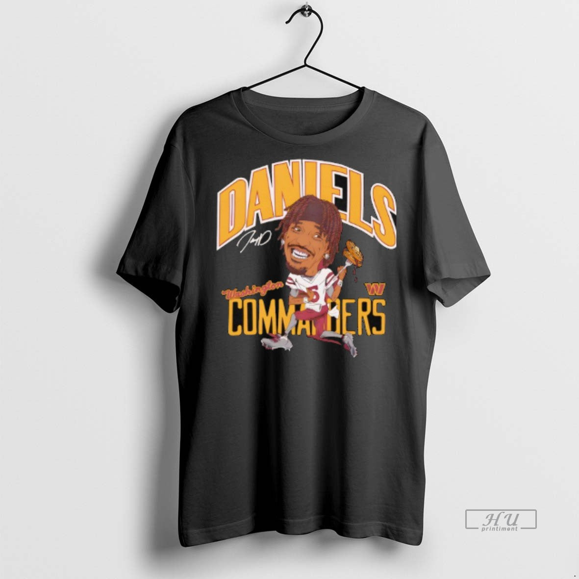 Officials Commanders Jayden Daniels Signature Waffles Tee Shirt Sweater