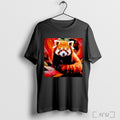 Officials Cute Red Panda Fluffy Animal Black And Orange T Shirt