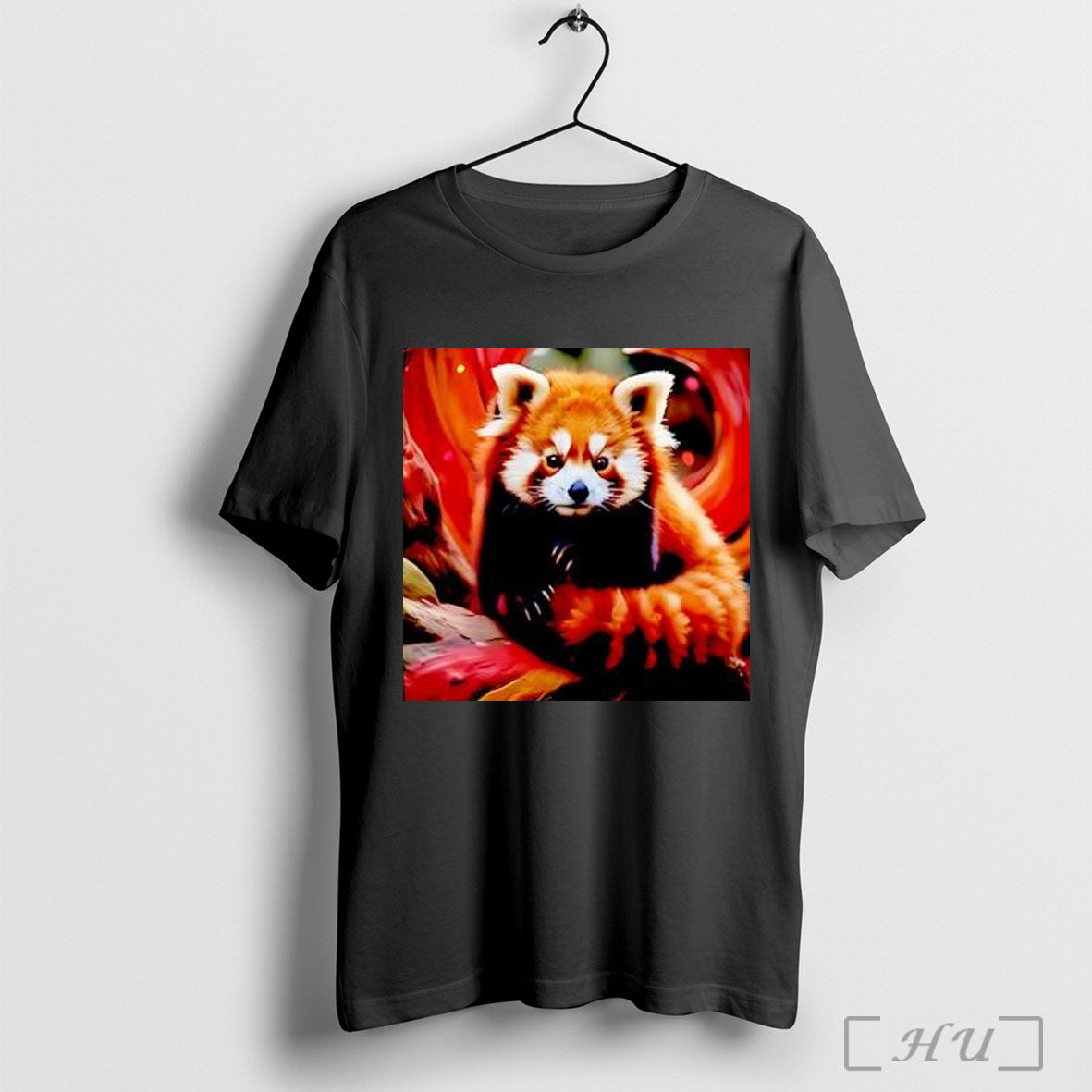 Officials Cute Red Panda Fluffy Animal Black And Orange T Shirt