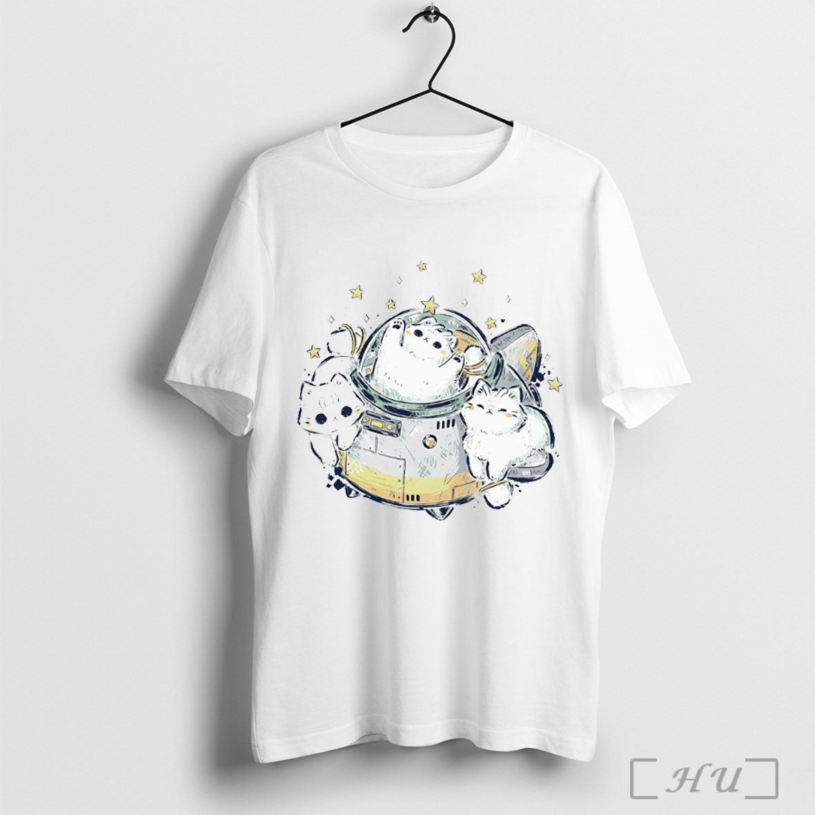 Officials Cute Alien Cats Spaceship T Shirt