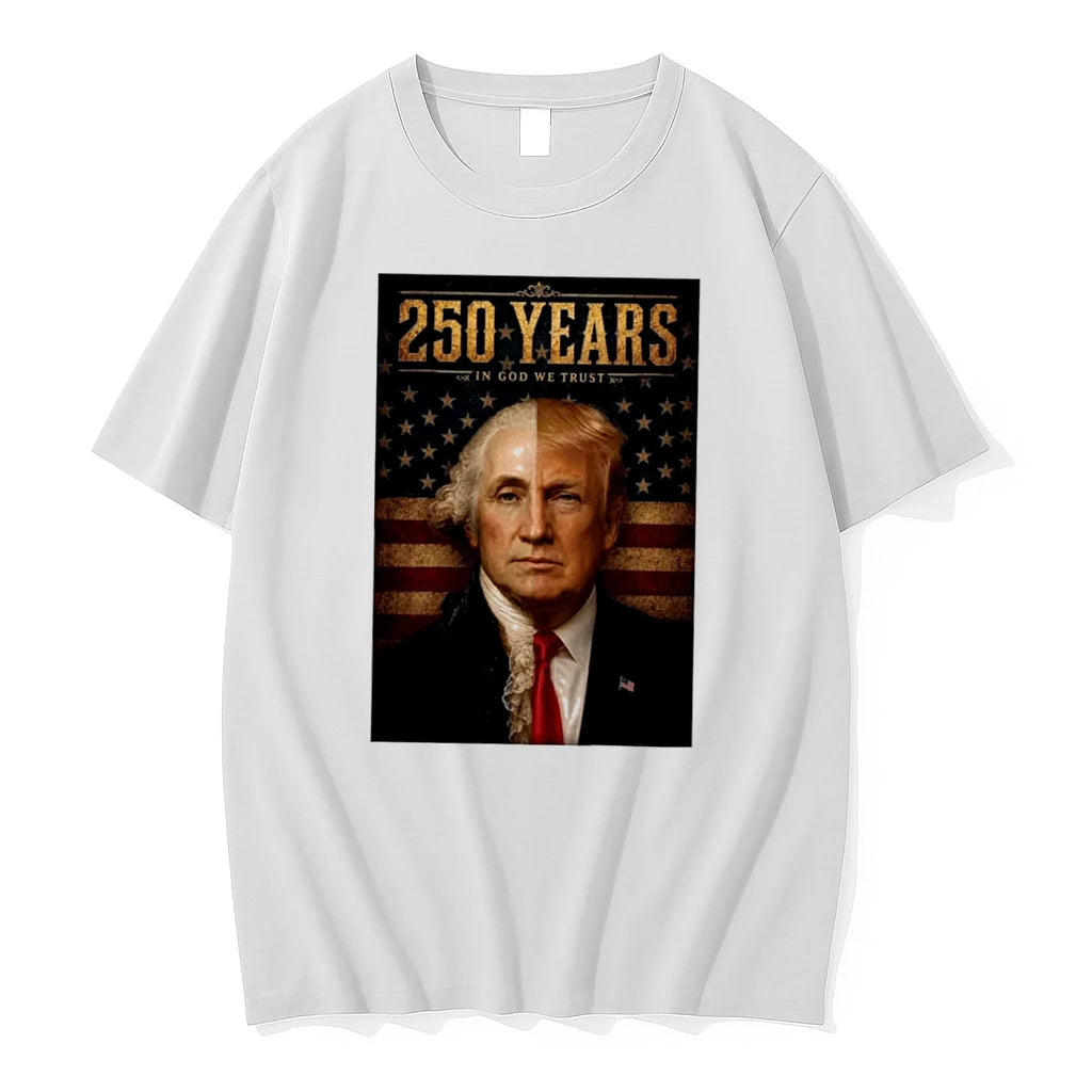 Officials Donald Trump And George Washington 250 Years In God Trust Tee