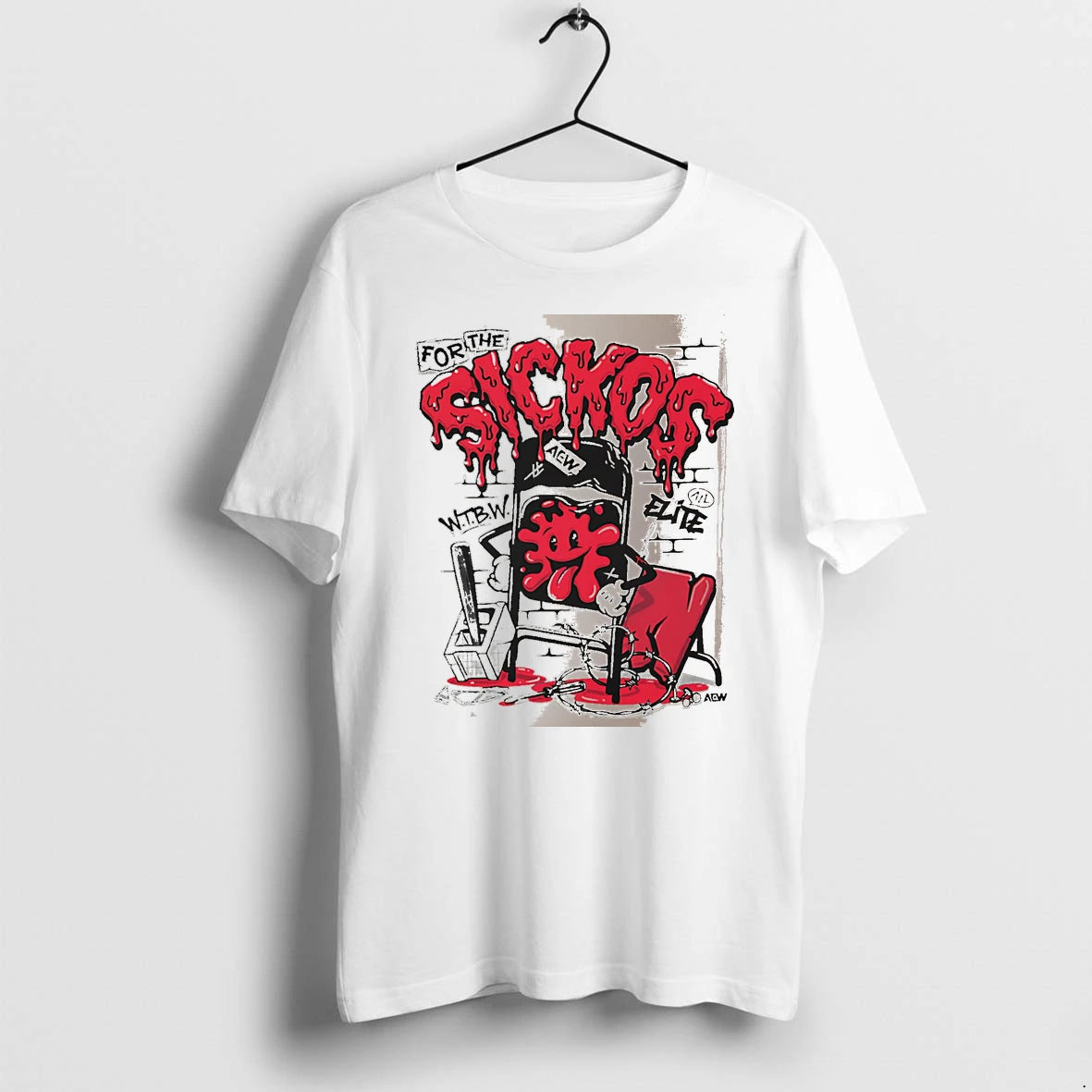Officials For The Sickos Aew Wrestling Chair And Barbed Wire White Premium T Shirt