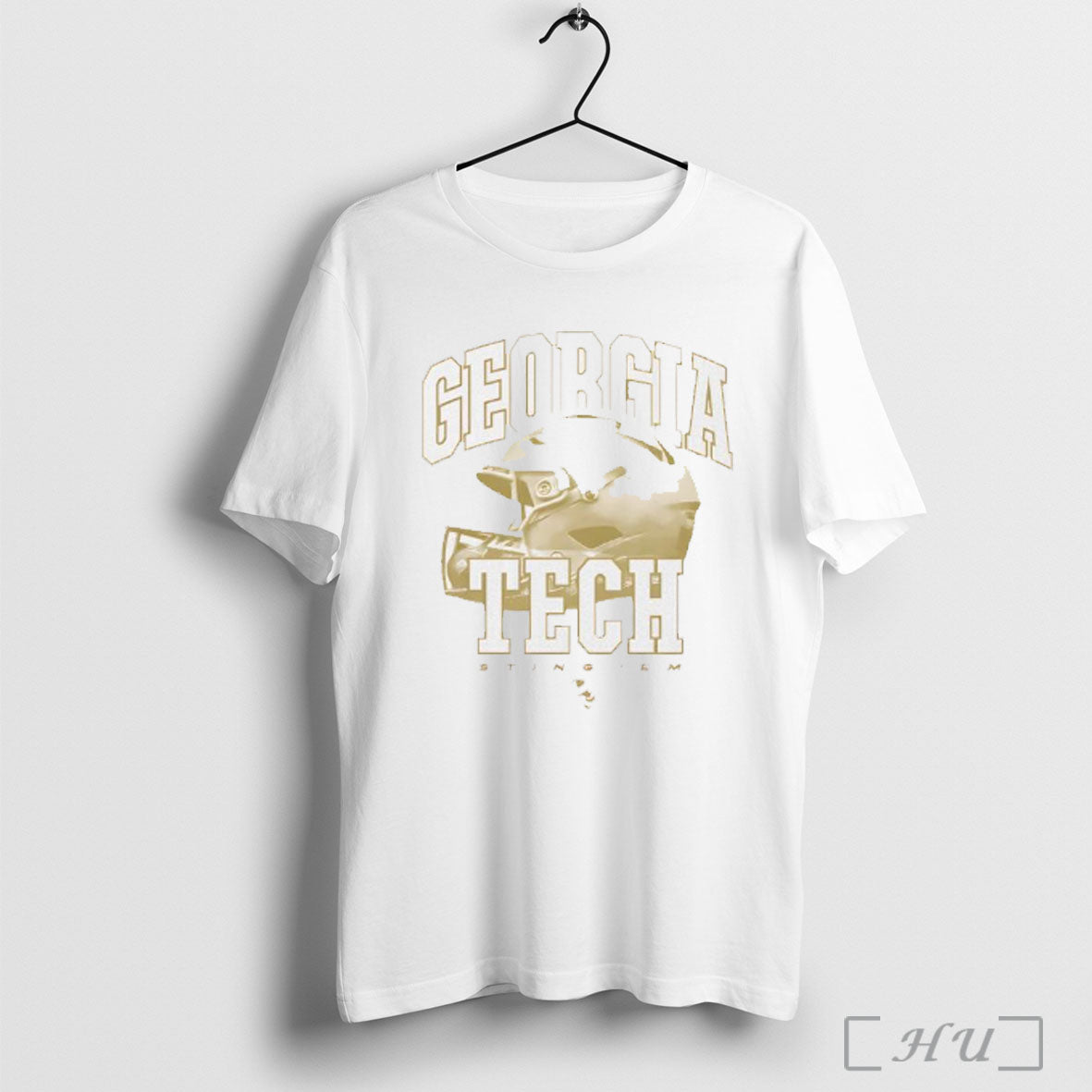 Officials Georgia Tech Yellow Jackets Football Sting Em Helmet T Shirt