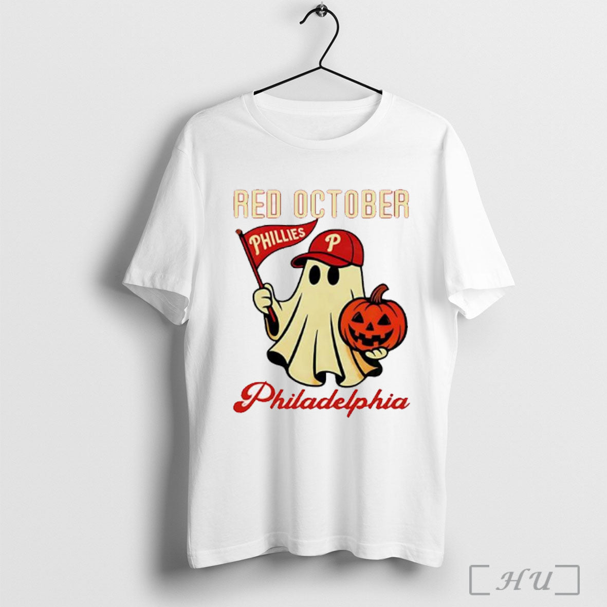 Officials Ghost Philadelphia Phillies Red October Halloween T Shirt
