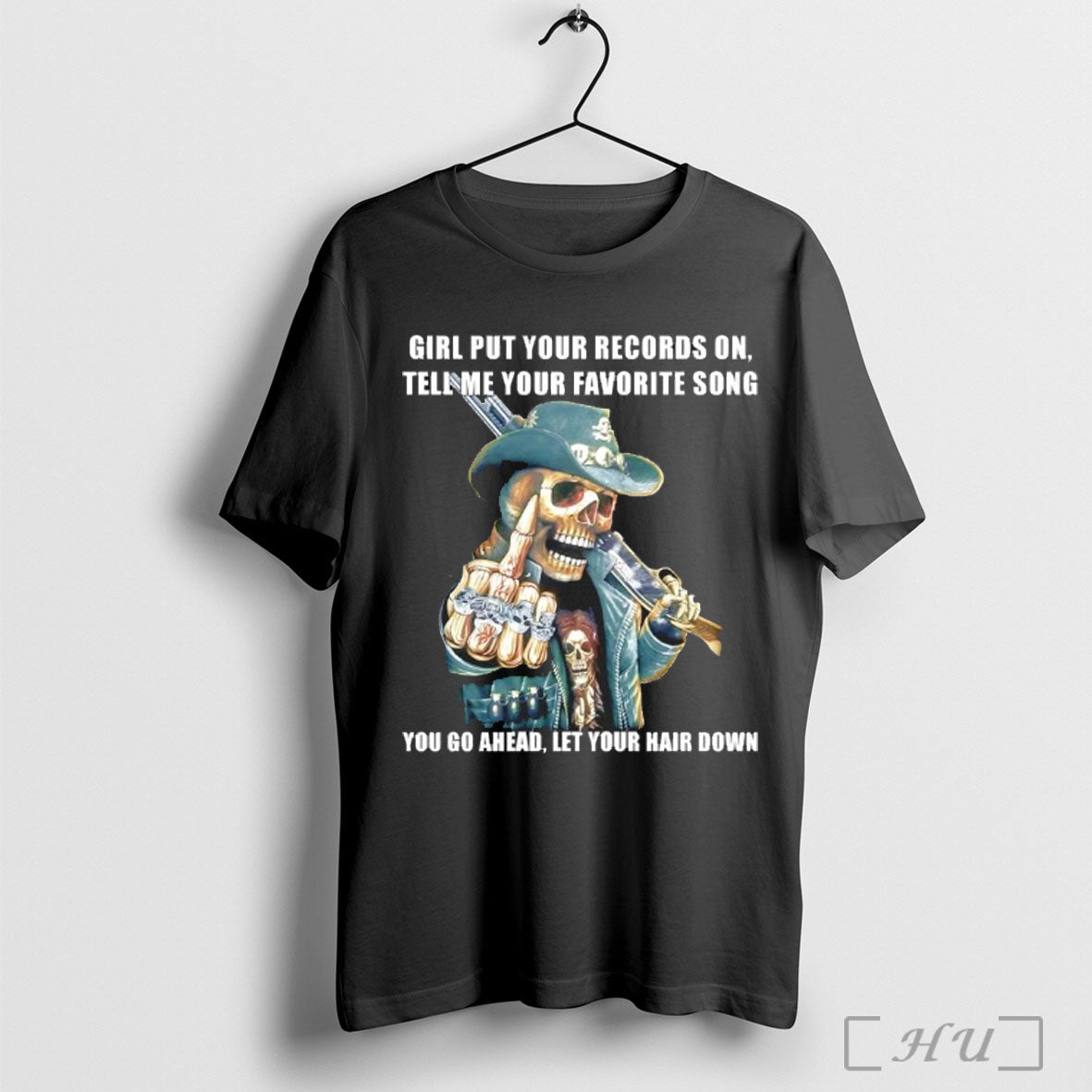 Officials Girl Put Your Records On Tell Me Your Favourite Song Skeleton T Shirt
