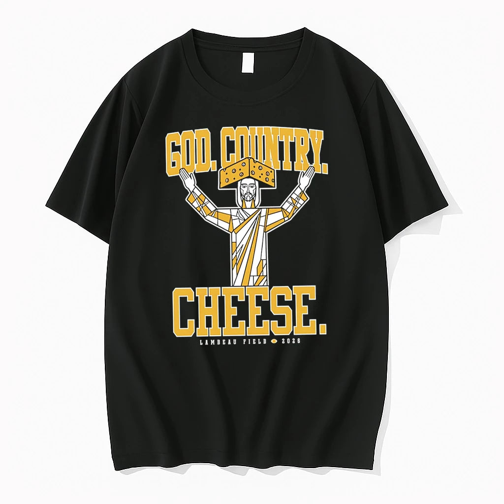 Officials God Country Cheese Lambeau Field 2026 Jesus Cheesehead T Shirt Sweater