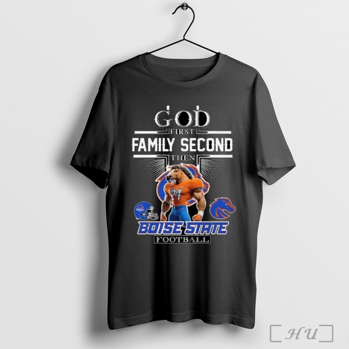 Officials God First Family Second Then Boise State Broncos Football Mascot 2025 T Shirt