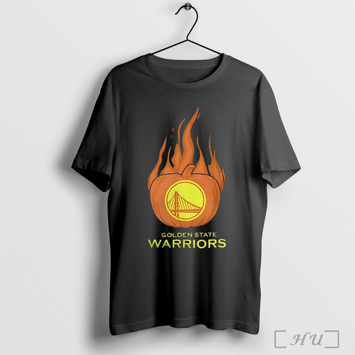 Officials Golden State Warriors Flaming Pumpkin Halloween 2025 T Shirt