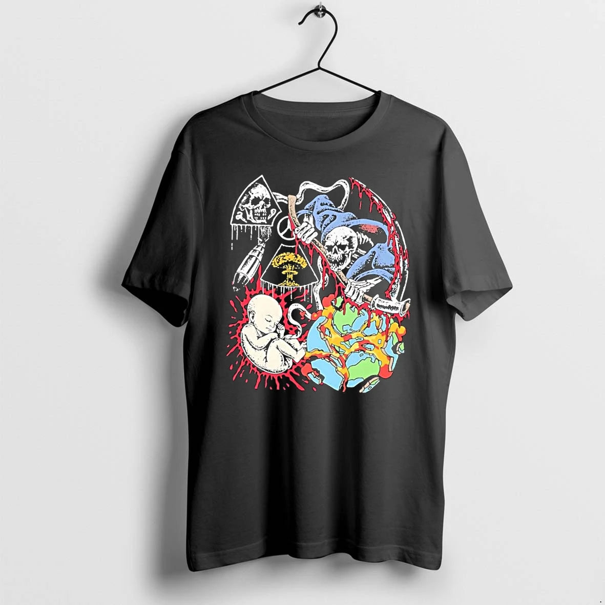 Officials Grim Reaper Broken Earth Nuclear Anarchy Fetus Black T Shirt Sweater
