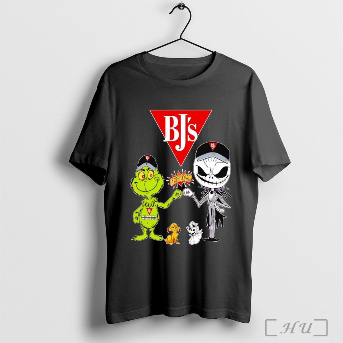 Officials Grinch And Jack Skellington Fist Bump Bjs Halloween T Shirt