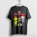 Officials Grinch And Jack Skellington Fist Bump Boston Pizza Halloween T Shirt