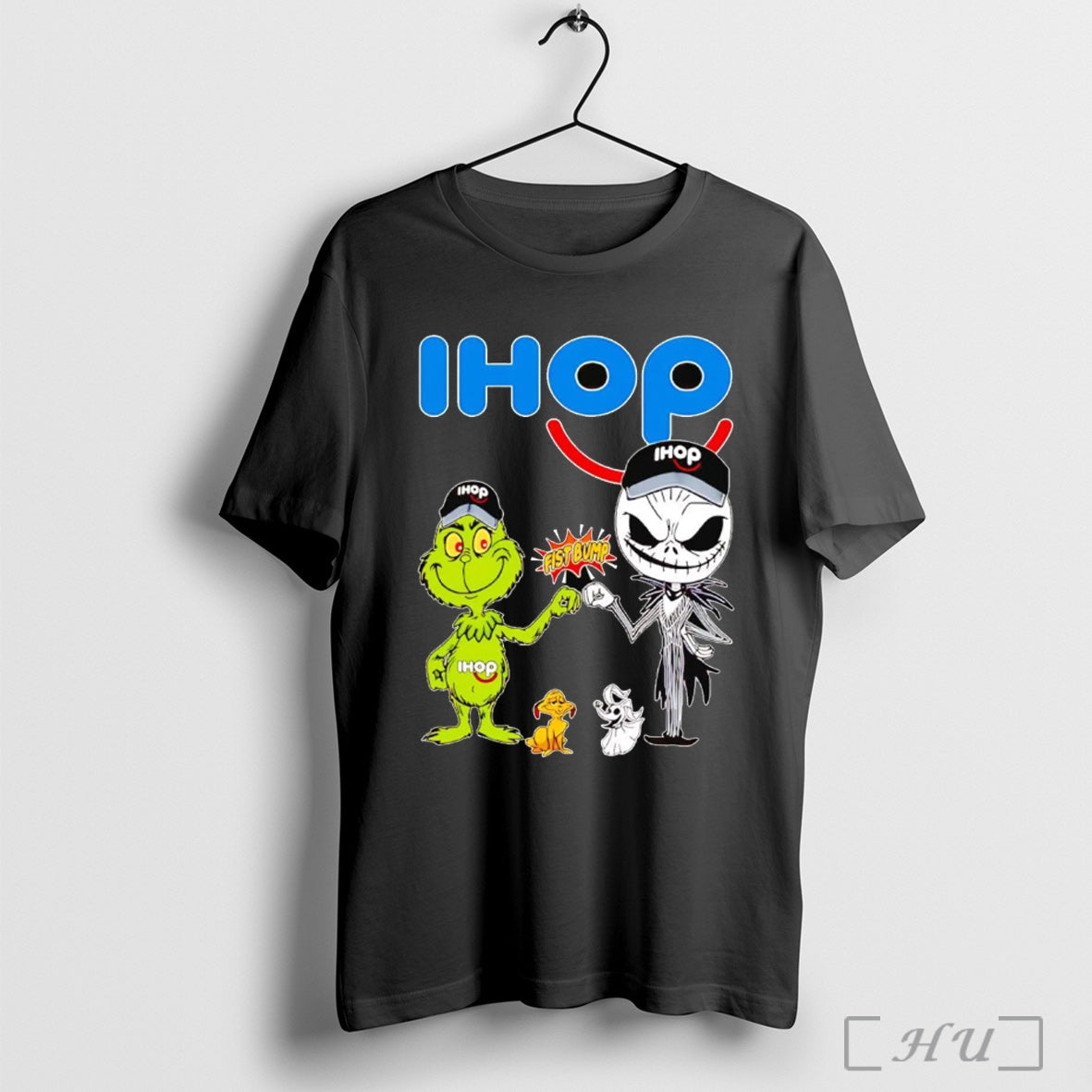 Officials Grinch And Jack Skellington Fist Bump Ihop Halloween T Shirt