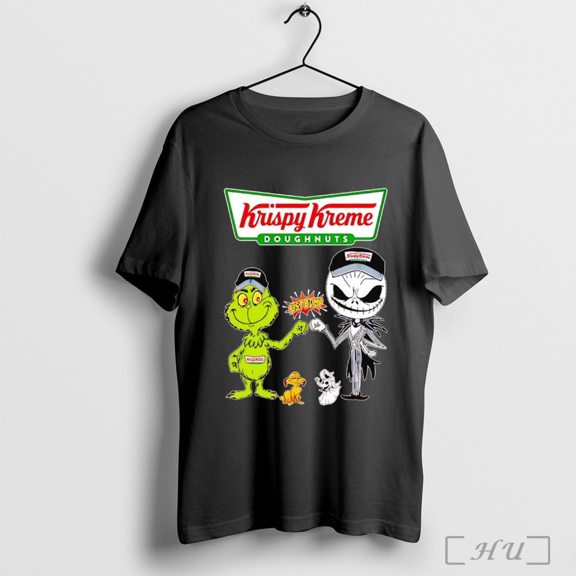 Officials Grinch And Jack Skellington Fist Bump Krispy Kreme Halloween T Shirt
