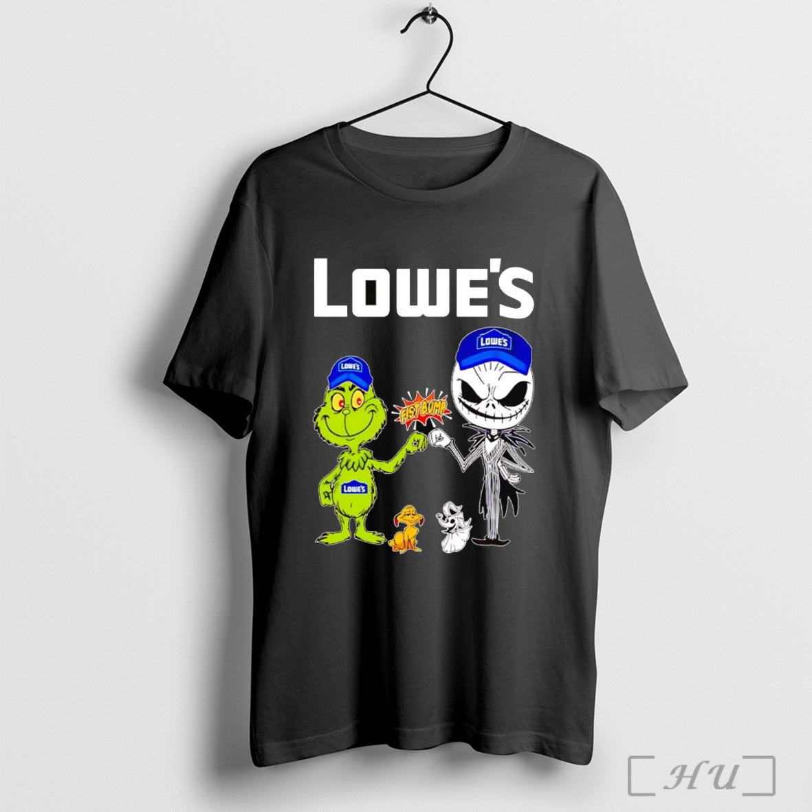 Officials Grinch And Jack Skellington Fist Bump Lowes Halloween T Shirt