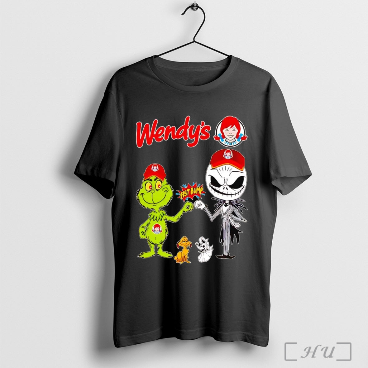 Officials Grinch And Jack Skellington Fist Bump Wendys Halloween T Shirt
