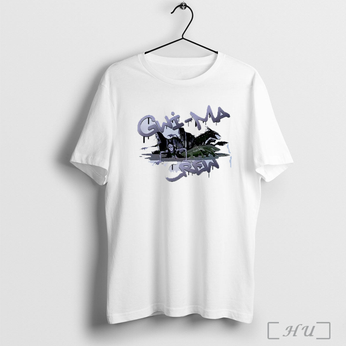 Officials Gwi Ma Crew Spooky Creatures Graffiti Font T Shirt