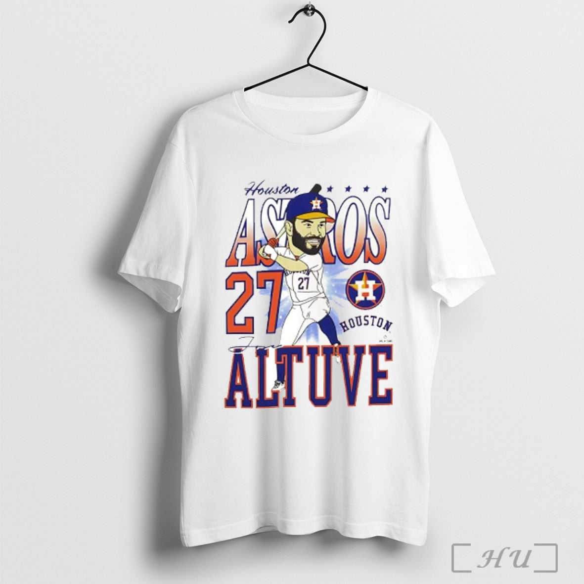 Officials Houston Astros Jose Altuve 27 Caricature Cartoon White S T Shirt