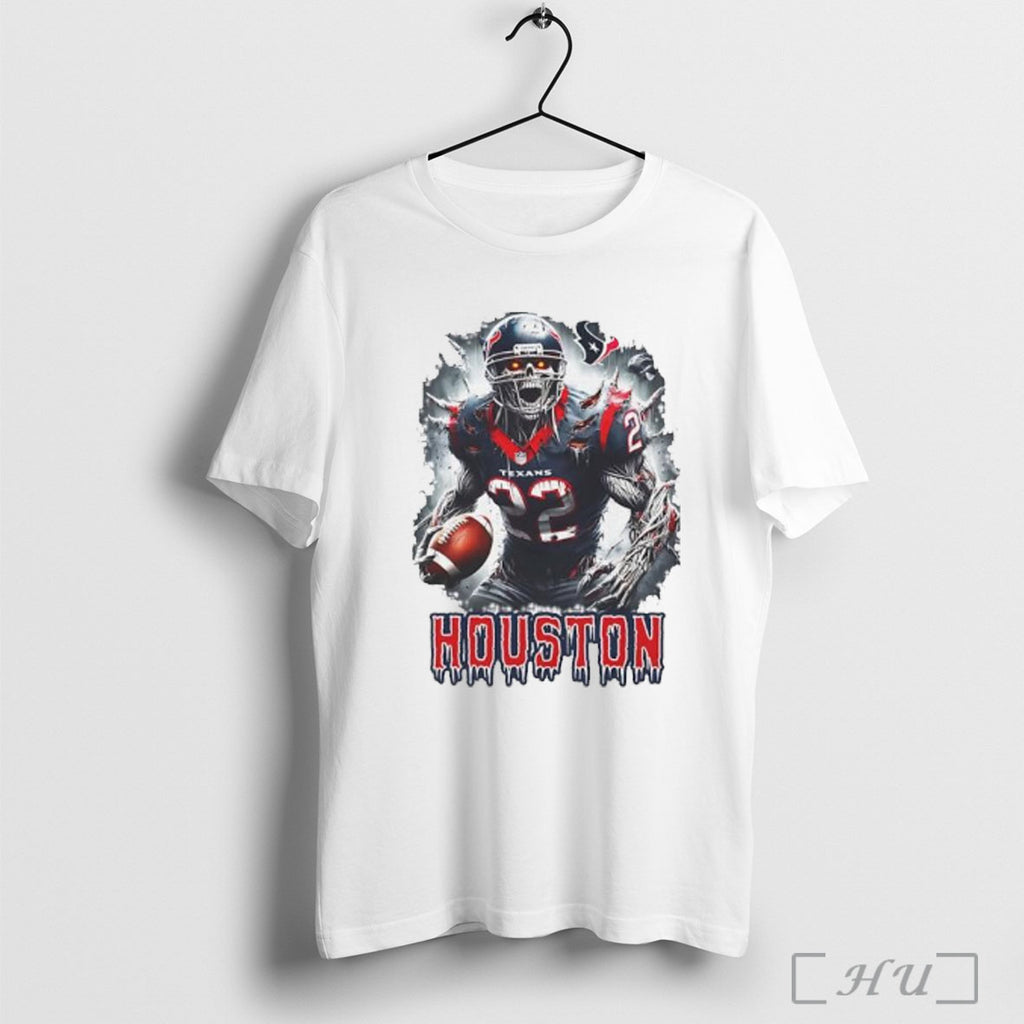 Officials Houston Texans Football Skeleton Horror T Shirt